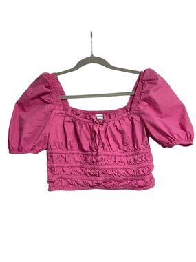 ARITZIA Sunday Best Pink Martine Poplin Puff-Sleeve Top Size S